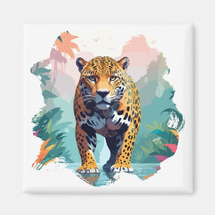 Imã Leopard Vetor Art Animal Na Natureza Majestosa