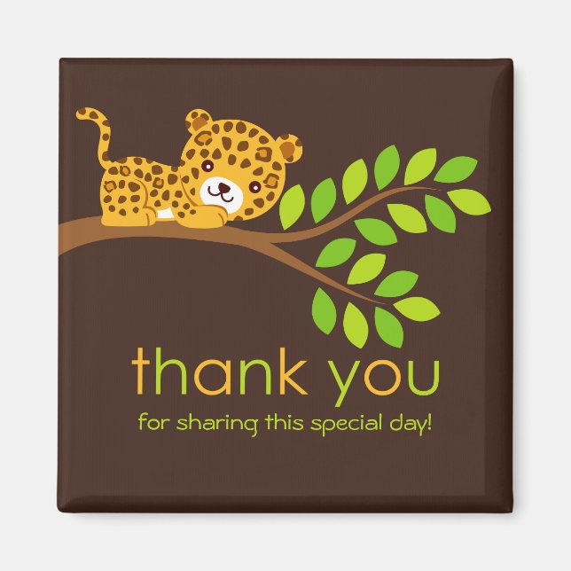 Imã Leopardo Bonito Obrigado Magnet (Frente)