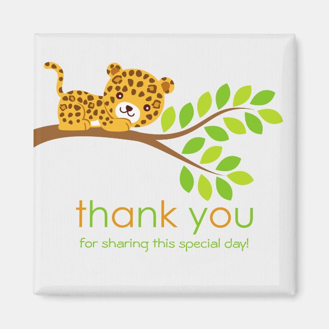 Imã Leopardo Bonito Obrigado Magnet (Frente)