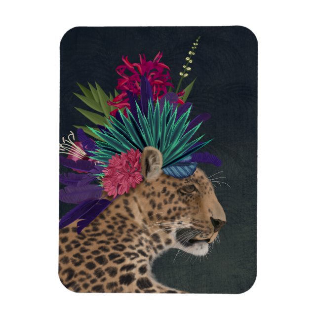 Ímã Leopardo com cabeça tropical (Vertical)