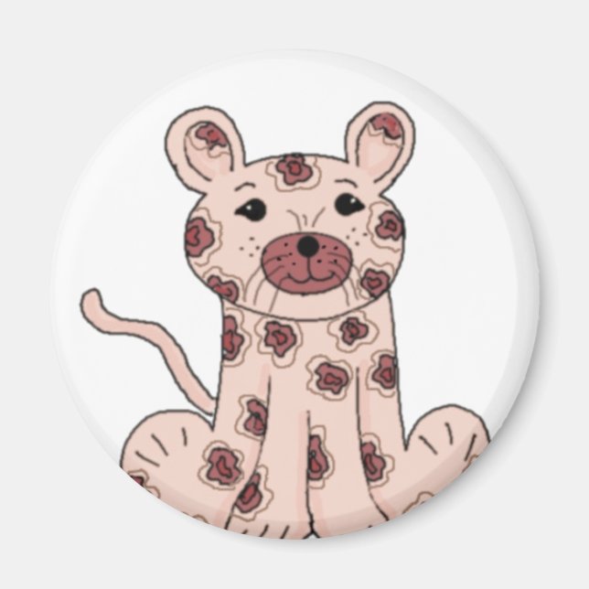Imã Leopardo de desenho animado rosa (Frente)