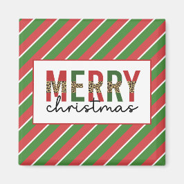 Imã Leopardo do Natal Moderno Imprime Greve Verde Verm