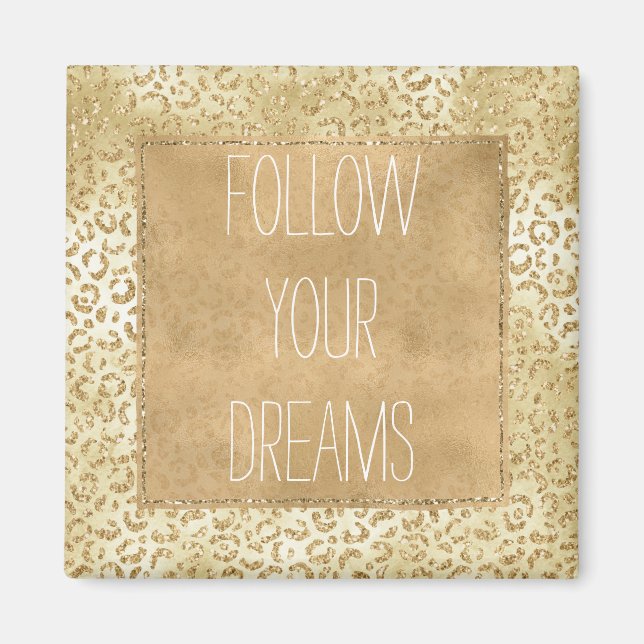 Imã Leopardo Glitter do Ombre Amarelo Dourado (Frente)