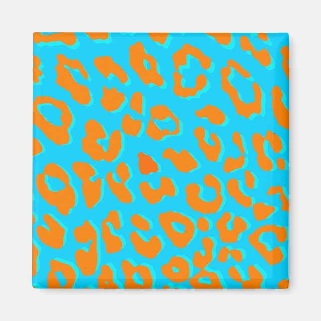 Imã Leopardo Imprimir Laranja Azul (Frente)