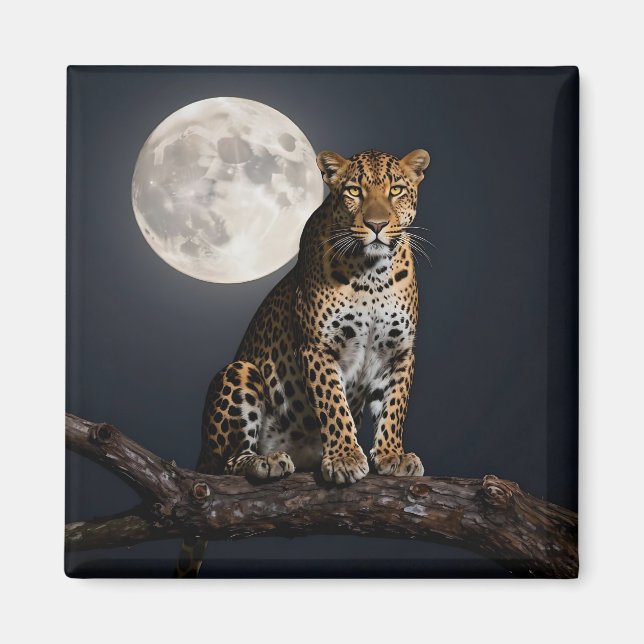 Imã Leopardo Majestoso e Lua Cheia   (Frente)