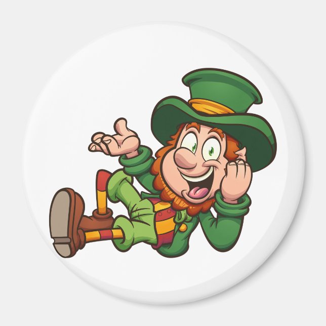 Imã leprechaun deitado em cartoon (Frente)