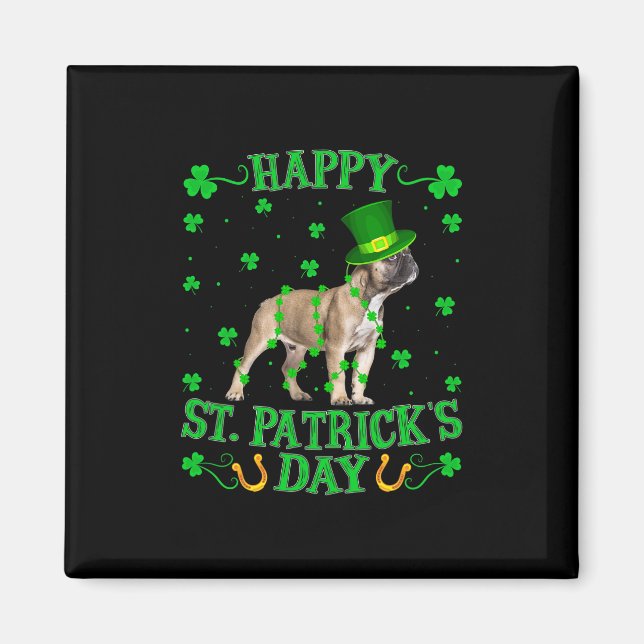 Imã Leprechaun Hat French Bulldog Rua. Dia de Patrick (Frente)