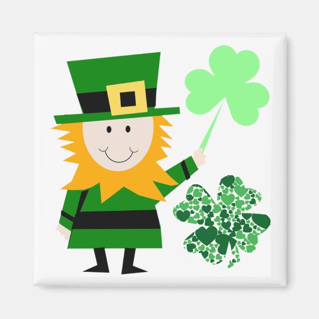 Imã Leprechaun Irish Folklore Fairy Elf Art Cute (Frente)