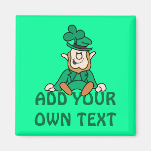 Imã Leprechaun pequeno - adicione seu próprio texto