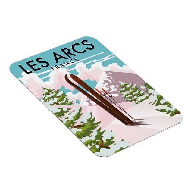 Ímã Les Arcs França viagem esqui (Lado Direito)