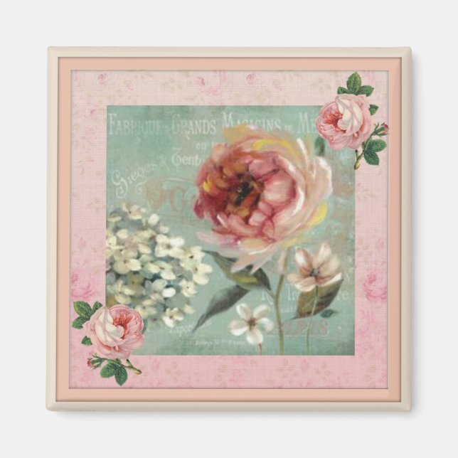 Imã Les Belles Fleurs Pink Vintage Style (Frente)