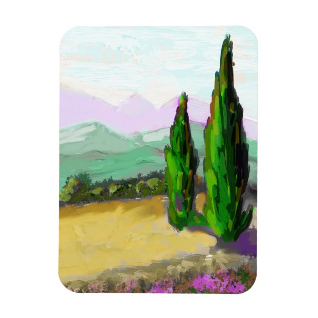 Ímã Les deux cyprés en Provence, Vaucluse. (Vertical)