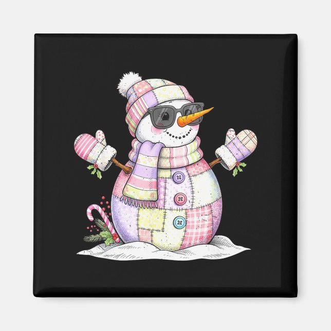 Imã Let’s Chill Snowman Christmas Coffee Cute Holiday  (Frente)