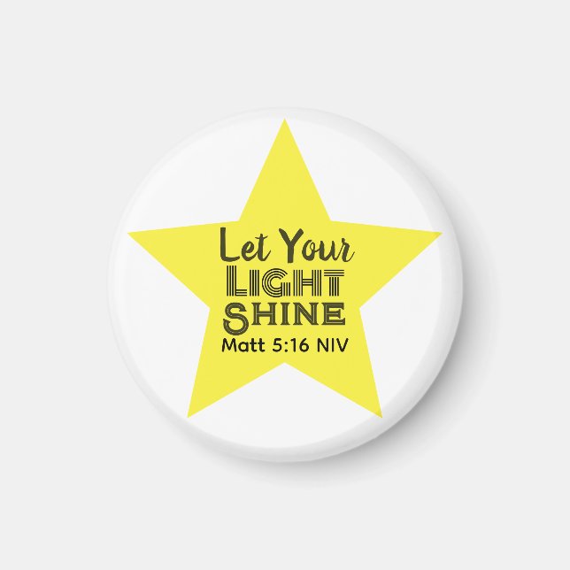 Imã Let Your Light Shine Bible Verse Yellow Star (Frente)