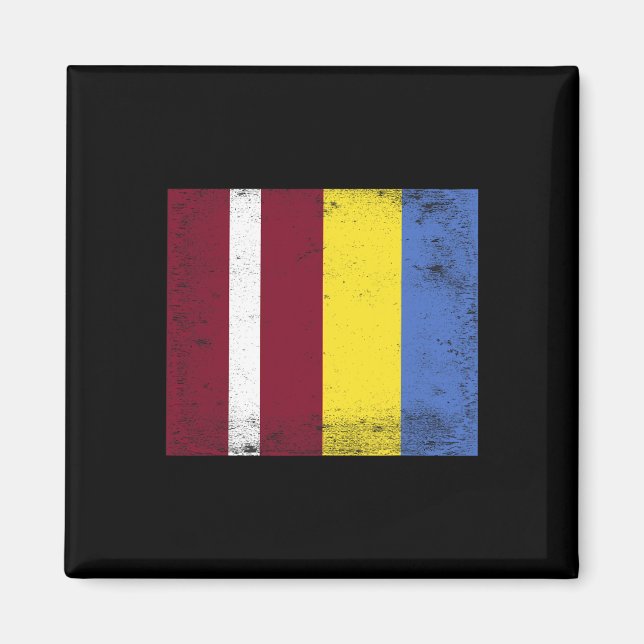 Imã Letônia Design da Bandeira da Ucrânia Orgulho Letã (Frente)