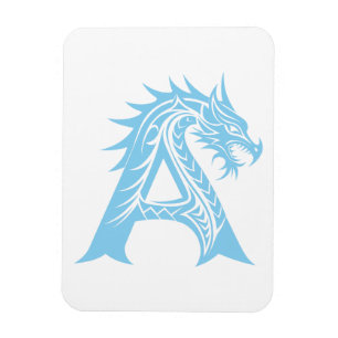 Ímã Letra A Estilizada com Dragão, Alfabeto de Dragão,