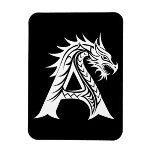 Ímã Letra A Estilizada com Dragão, Alfabeto de Dragão,