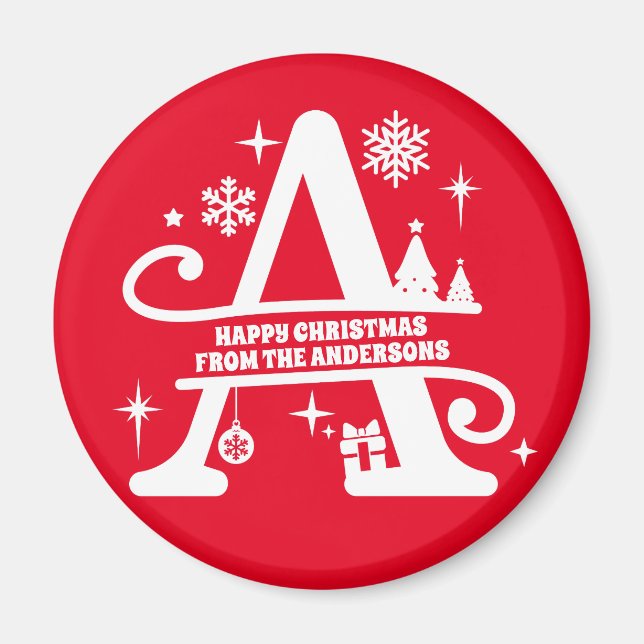 Imã Letra A Monograma Nome da Família Inicial Saudação (Frente)