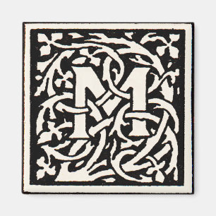 Imã Letra Art Nouveau Monograma M Antigo