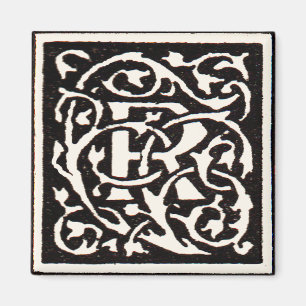Imã Letra Art Nouveau R Monograma Antigo