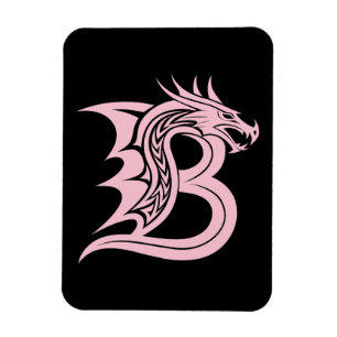 Ímã Letra B Estilizada com Dragão, Alfabeto de Dragão,