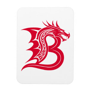 Ímã Letra B Estilizada com Dragão, Alfabeto de Dragão,