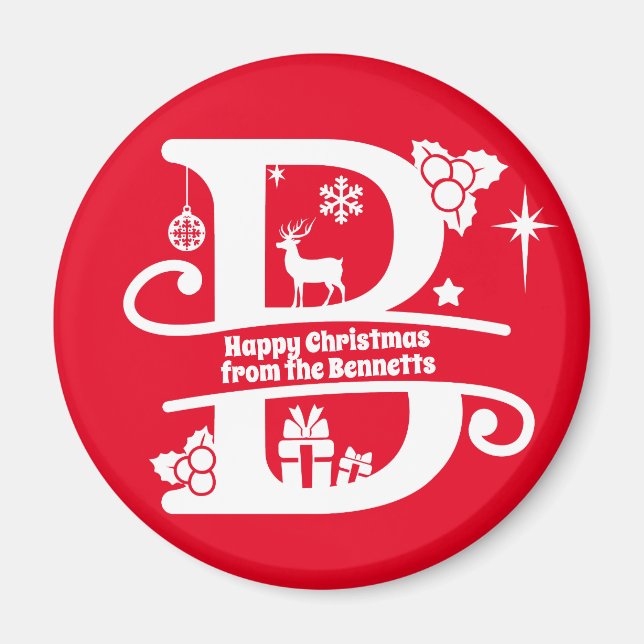 Imã Letra B Monograma Nome da Família Inicial Saudação (Frente)