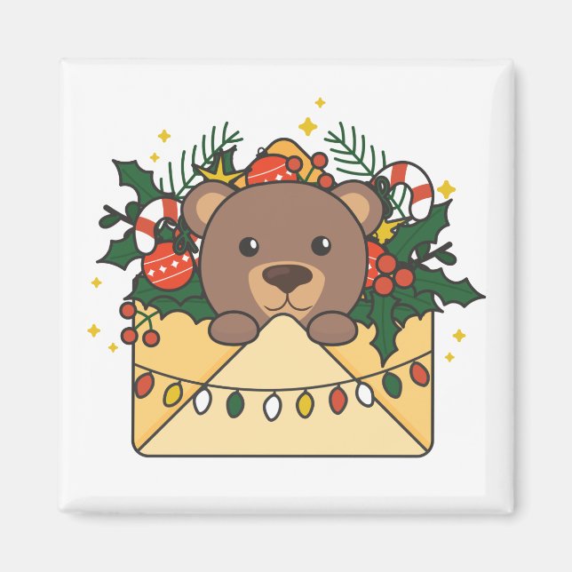 Imã Letra Bear Natal Magneta de Ursos de Inverno (Frente)