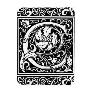 Ímã Letra C Monograma Medieval Arte Nova