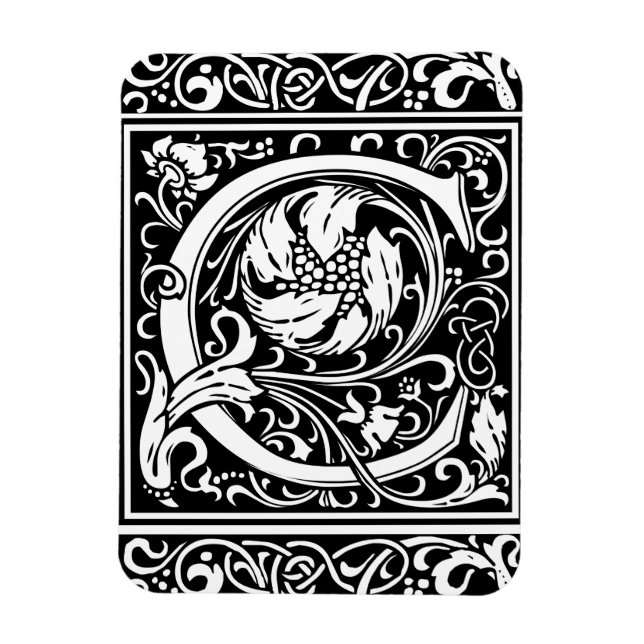 Ímã Letra C Monograma Medieval Arte Nova (Vertical)