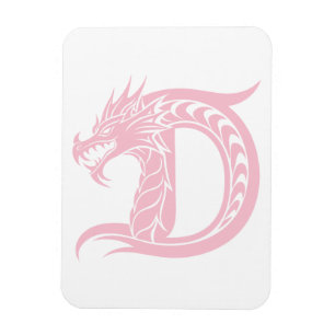 Ímã Letra D Estilizada com Dragão, Alfabeto de Dragão,
