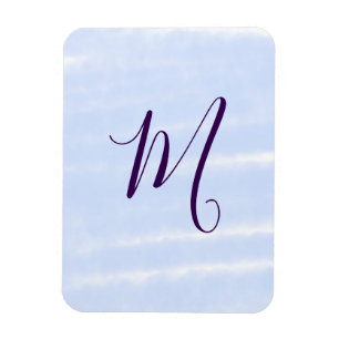 Ímã Letra de monograma de nome em aquarela pastel roxa