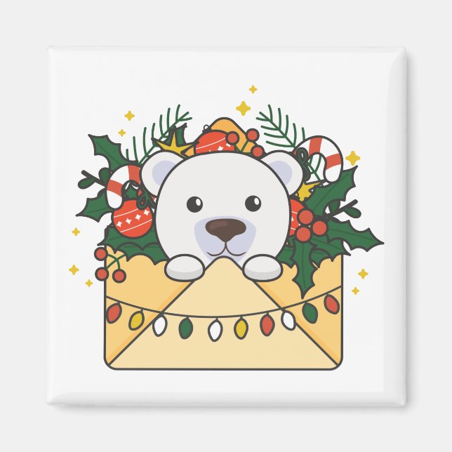 Imã Letra de Natal do Urso Polar - Animais de inverno  (Frente)
