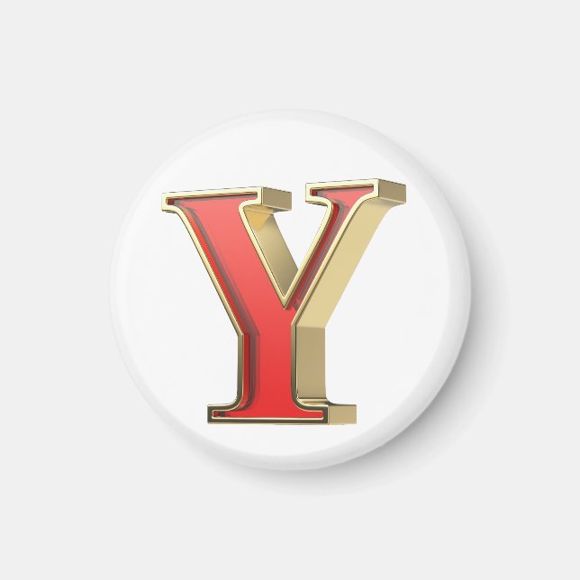 Imã Letra de vidro vermelho Y (Frente)