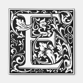 Imã Letra E Monograma Medieval Inicial Vintage
