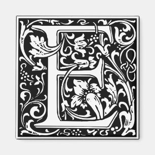 Imã Letra E Monograma Medieval Inicial Vintage