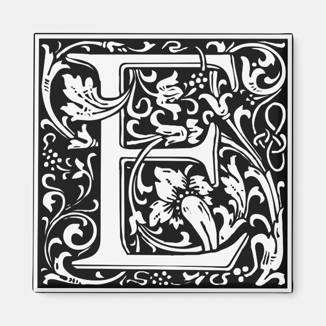 Imã Letra E Monograma Medieval Inicial Vintage (Frente)