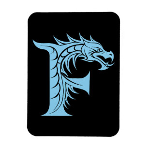 Ímã Letra F Estilizada com Dragão, Alfabeto de Dragão,