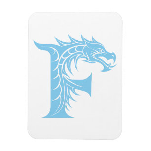 Ímã Letra F Estilizada com Dragão, Alfabeto de Dragão,