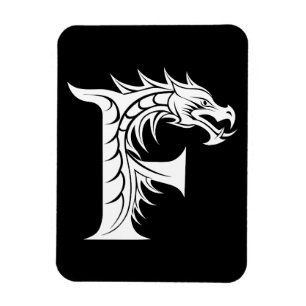 Ímã Letra F Estilizada com Dragão, Alfabeto de Dragão,