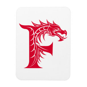 Ímã Letra F Estilizada com Dragão, Alfabeto de Dragão,