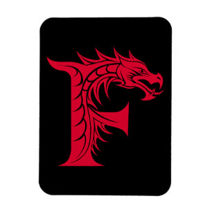 Ímã Letra F Estilizada com Dragão, Alfabeto de Dragão,