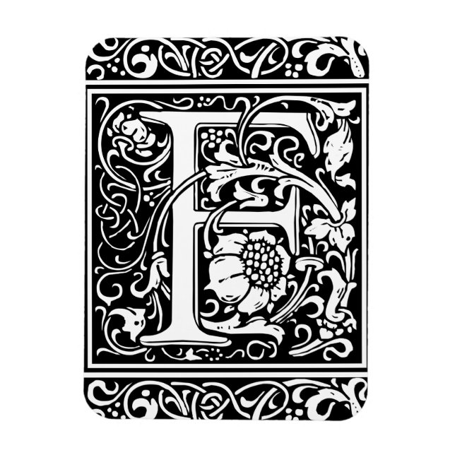 Ímã Letra F Monograma Medieval Arte Nova (Vertical)