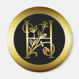 IMÃ LETRA FLORAL DOURADO H DO MONOGRAMA