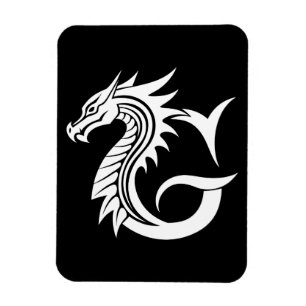 Ímã Letra G Estilizada com Dragão, Alfabeto de Dragão,