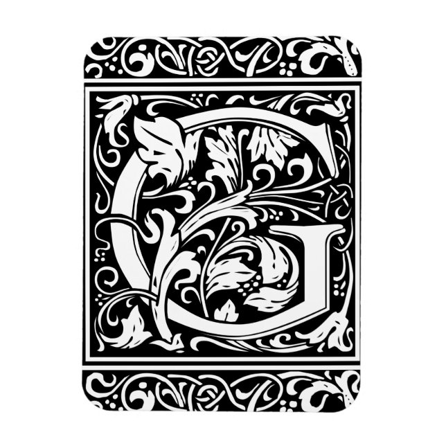 Ímã Letra G Monograma Medieval Arte Nova (Vertical)