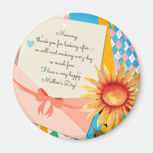 Imã Letra girassol floral Dia de as mães de envelopes