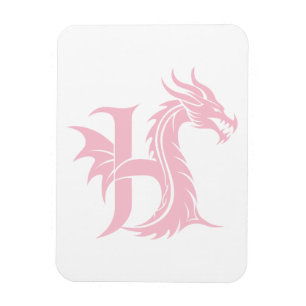 Ímã Letra H Estilizada com Dragão, Alfabeto de Dragão,