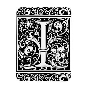 Ímã Letra I Monograma Medieval Arte Nova