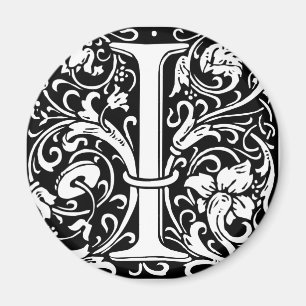 Imã Letra I Monograma Medieval Arte Nova
